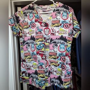(Bundle 4/$20) Marvel Scrub Top, size XS, used